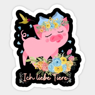 Schwein Vogel Liebe Tiere Prinzessin Blumen Süß Sticker